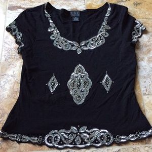 Inc International Concepts sequin/bead/crystal BLK